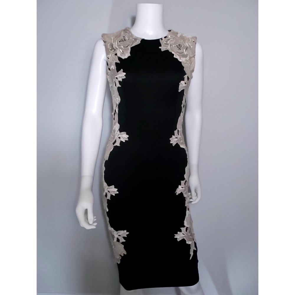 AX Paris Black Bodycon w/ Cream Lace Panel